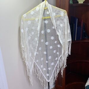 Cream Fringe Shawl